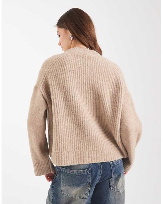 ASOS Blue Mixed Rib V Neck Jumper