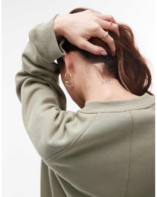 TOPSHOP Oversized Sweater Met Raglanmouwen in het Green