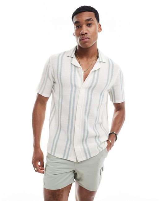 Chemise à manches courtes et détails en dentelle - et vert Hollister pour homme en coloris White
