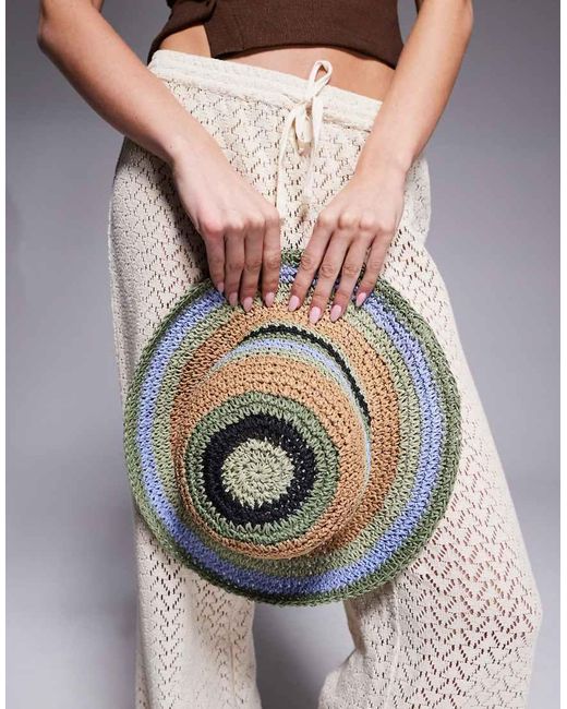 Cappello Da Pescatore A Righe Color Blu Ruggine E Verde di South Beach in Gray