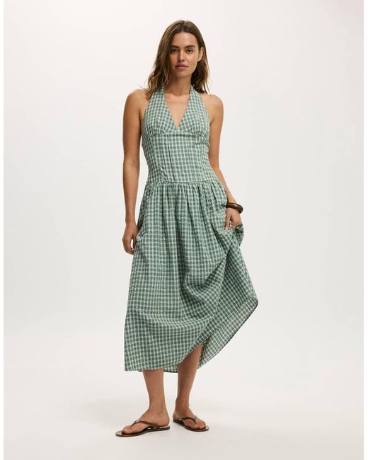 Cotton On Green Kaity Halter Midi Dress