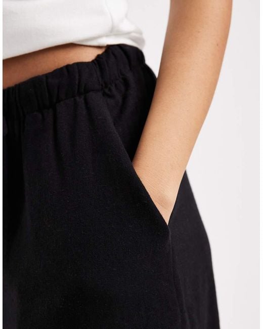 New Look Black Ruffle Linen Blend Pull On Shorts