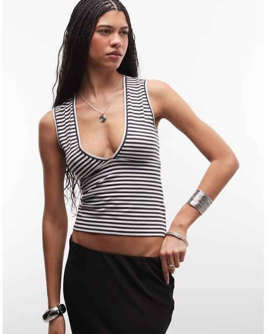 Weekday Black V Neck Tank Top