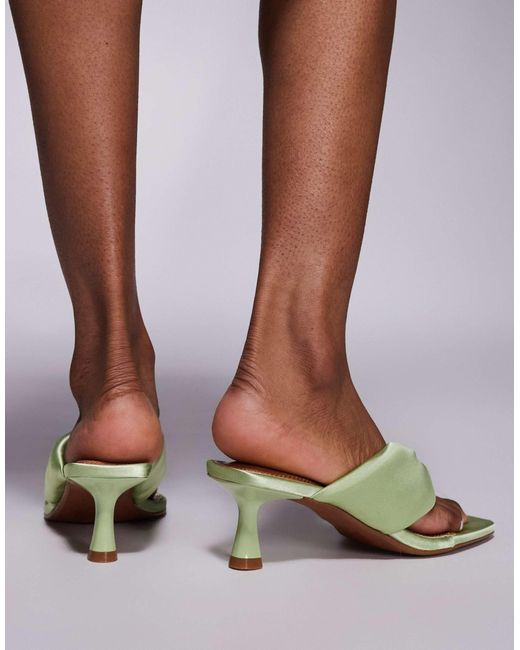 River Island Green Kitten Heel Toe Thong Sandal