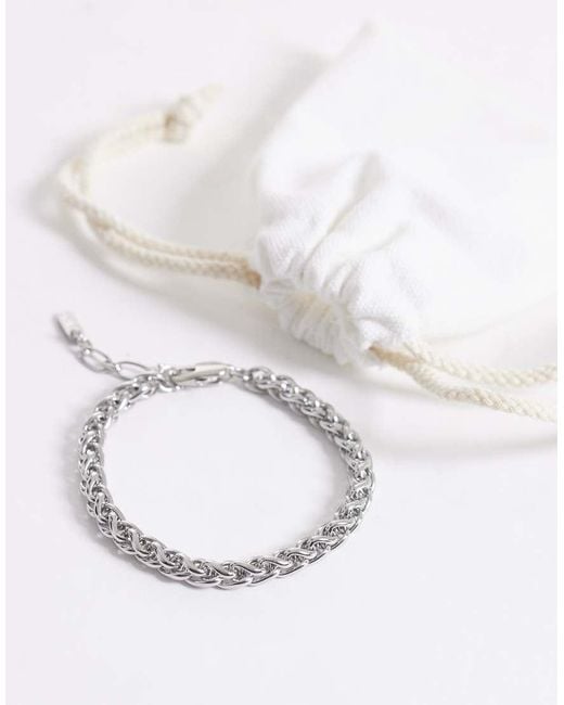 ASOS White Waterproof Stainless Steel Interlocking Link Chain Bracelet for men