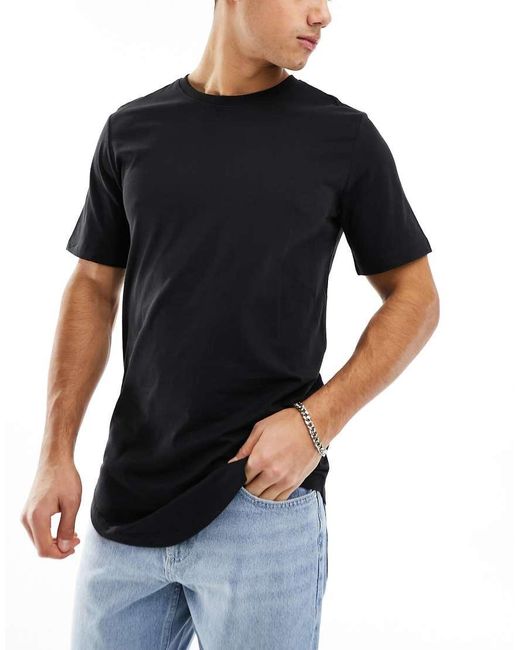 Jack & Jones Blue Originals 3 Pack Curve Longline T-Shirt for men