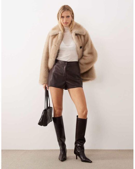 ASOS Natural Pu Mid Rise Shorts
