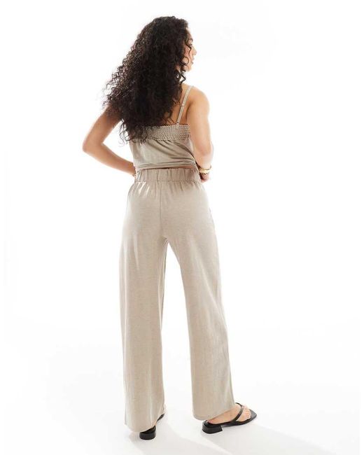 Jdy Natural High Waisted Crop Wide Fit Trousers Co-Ord