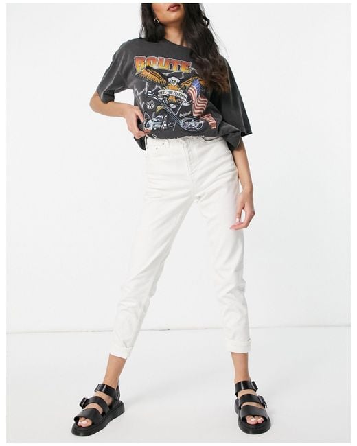 TOPSHOP Premium Mom Jeans in White | Lyst Australia