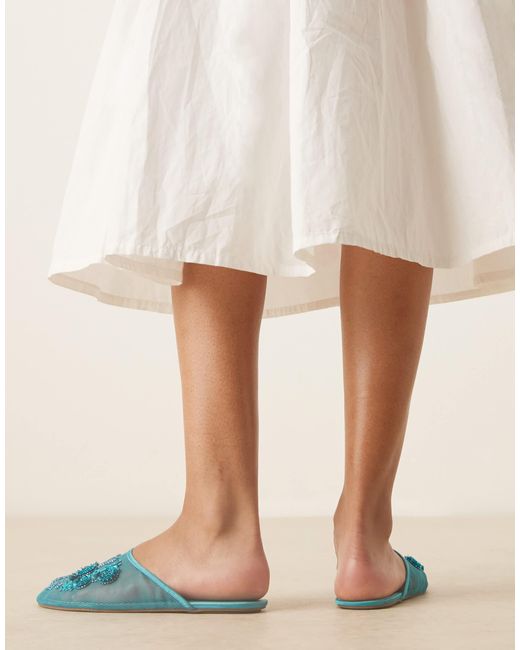 ASOS Blue Lilyana Embellished Mule Ballet