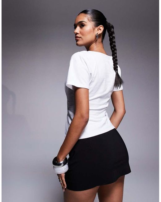 Fashionkilla White Exclusive Cotton Cinch Front T-shirt