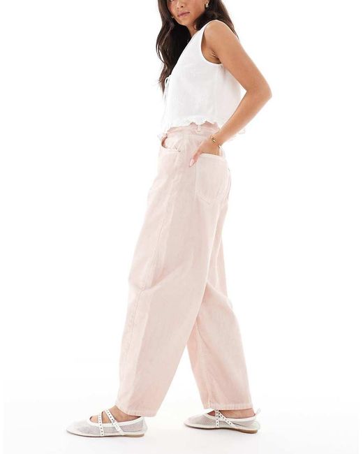 ASOS White High Waisted Barrel Leg Jeans