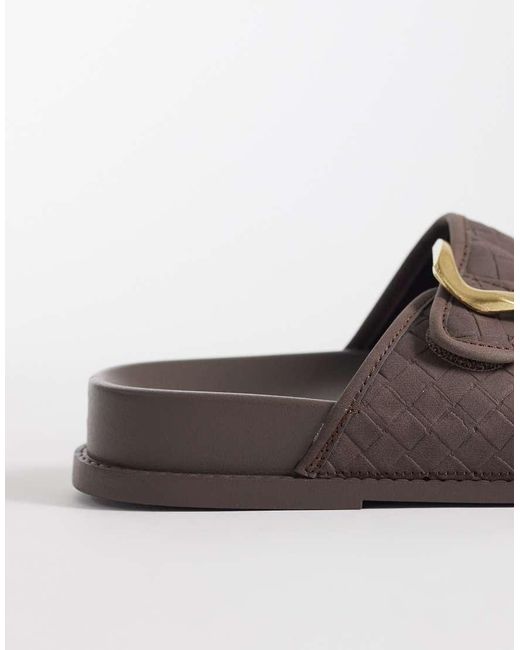 ASOS Brown Falcon Double Buckle Footbed Sandals