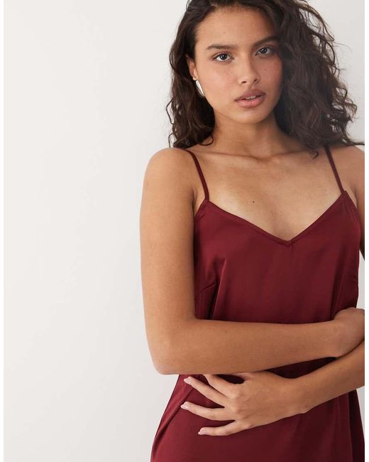 Vila Red Satin Cami Maxi Dress