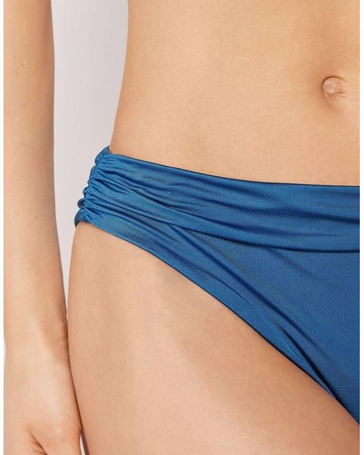 Calzedonia Blue Shiny Satin Briefs Bikini Bottom