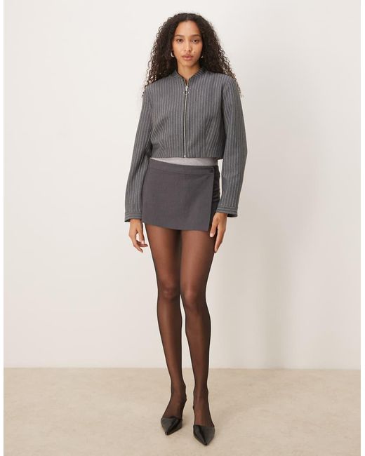 ASOS Gray Tailored Crop Zip Front Blazer