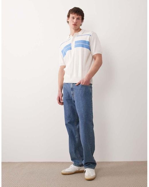 Farah Blue Archive Lambka Short Sleeve Knitted Polo Shirt for men