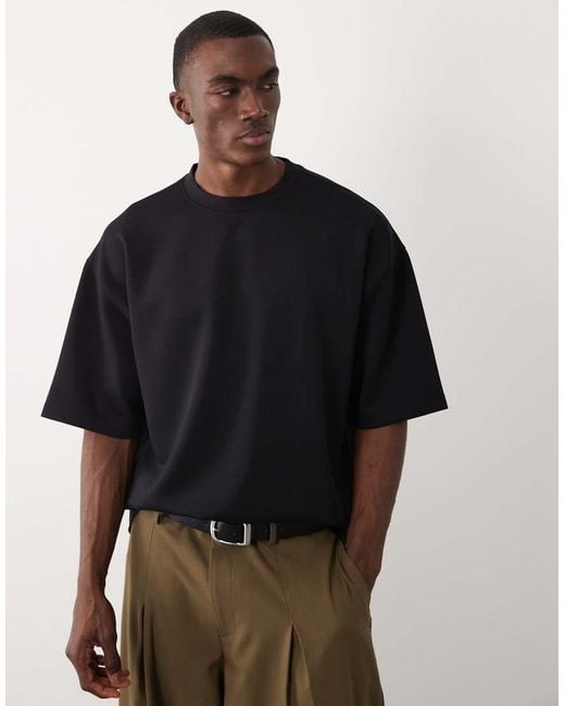 ASOS Black Luxe Interlock Oversized Boxy T-shirt for men