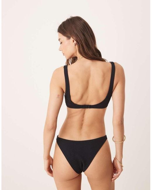 Mango Black Textured Bikini Top
