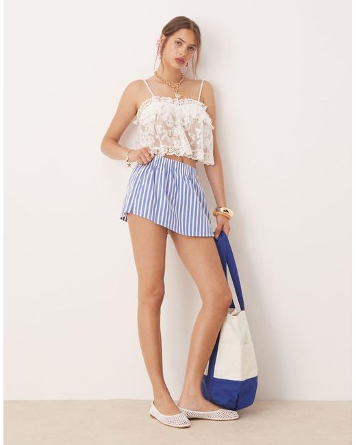 Miss Selfridge Babydoll-Top Van Premium Kant in het White