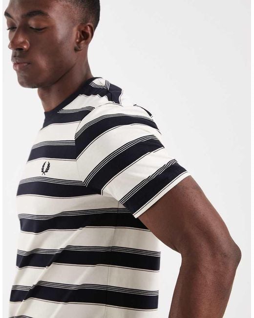 Fred Perry White Fine Stripe T-shirt for men