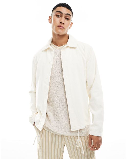 Hollister White Cord Coach Jacket for men
