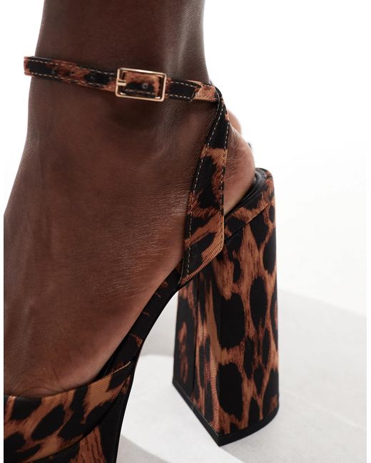 Pressure - chaussures à talon haut et semelle plateforme avec imprimé léopard ASOS en coloris Brown