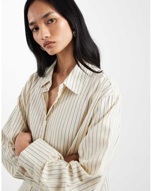 Cotton On Yellow Haven Oversized Dad Shirt Linen Blend