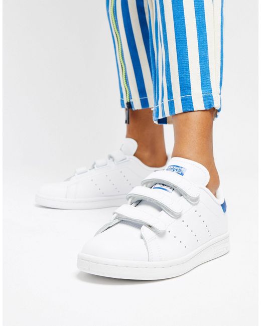 Stan smith - sneakers con velcro bianche e blu di adidas Originals in  Bianco | Lyst