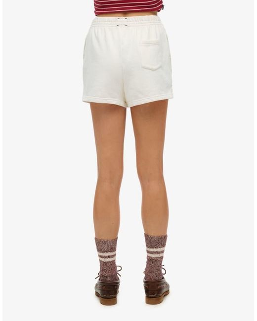 Superdry White Athletic Essentials Tonal Embroidered Shorts