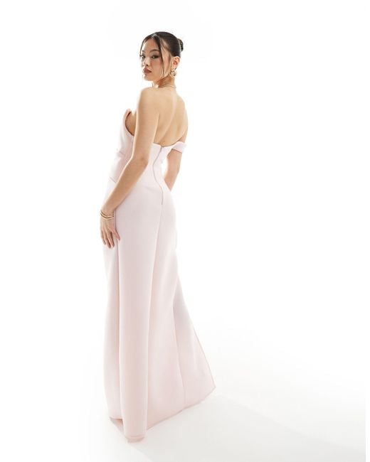 ASOS Pink Premium One Shoulder Sculpted Maxi Dress