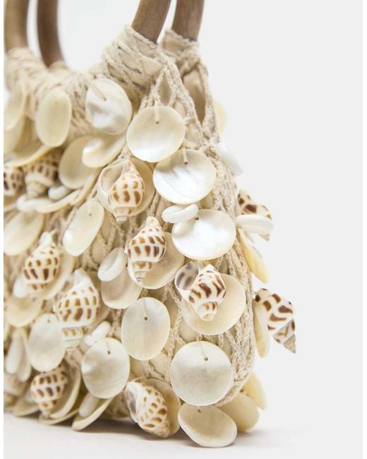 Pull&Bear White Beaded Handbag