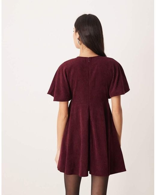 ASOS Red Cord T-shirt Mini Dress With Stitching Detail
