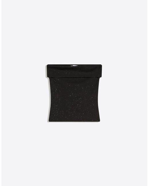 Bershka Black Glitter Bandeau Top