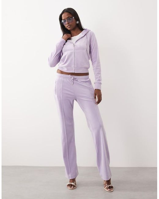 Juicy Couture Purple Velour Diamante Logo Detail Zip Through Hoodie Co-Ord