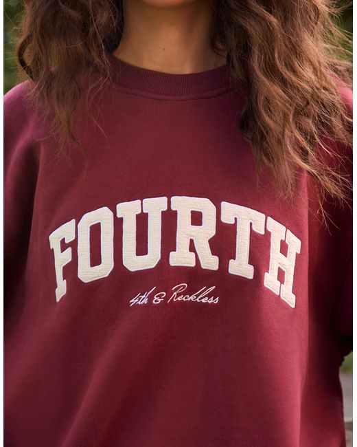 Sweat oversize à logo brodé - bordeaux 4th & Reckless en coloris Red