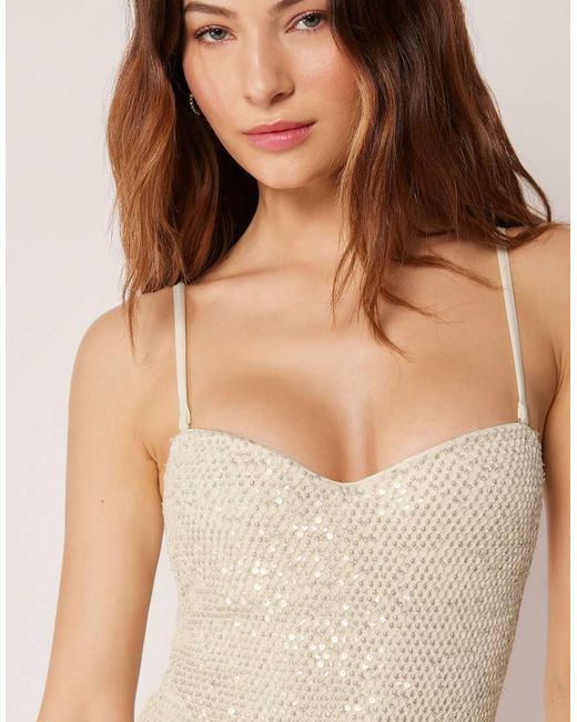 Calzedonia Natural Swimsuit Sequin Net