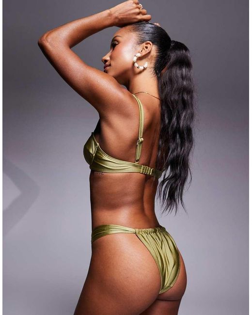 Slip Bikini Oliva Con Arricciatura Laterale di South Beach in Brown