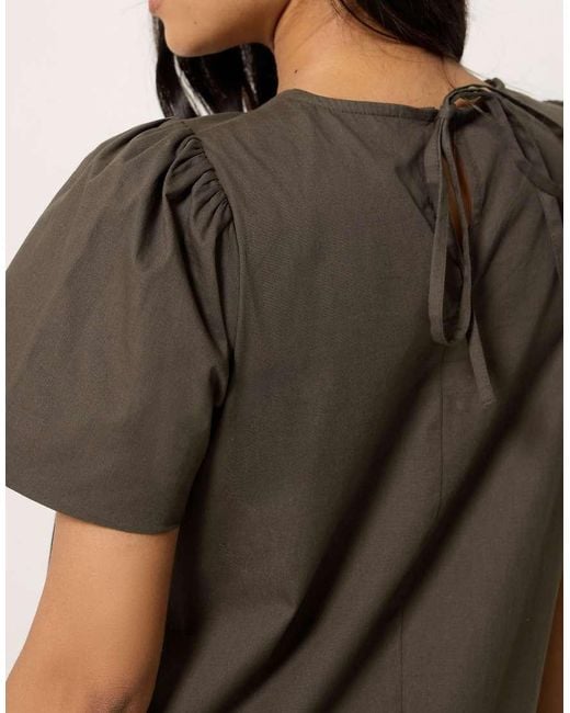 PixieGirl Brown Petite Cotton Poplin Midi Dress