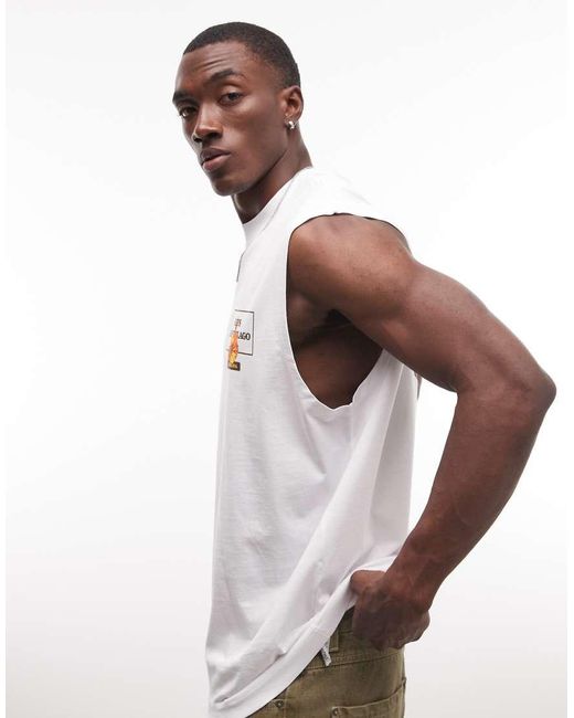 ASOS White Oversized Tank With Pool Graphic for men