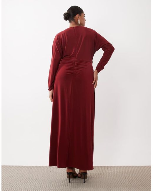 Forever New Red Slinky Drape Detail Maxi Dress