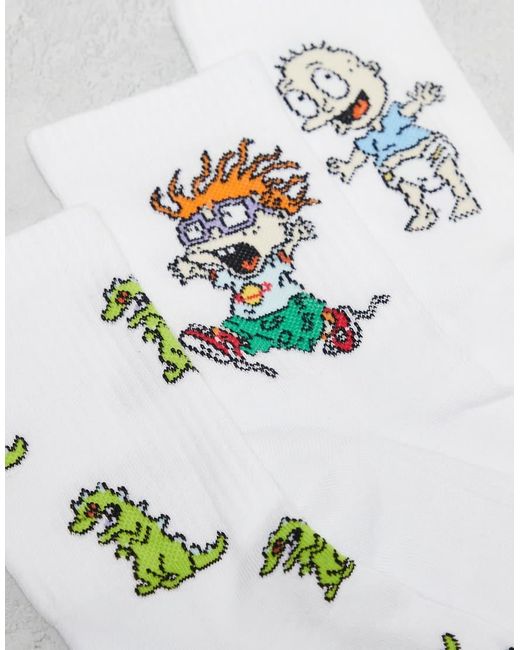 Confezione Da 3 Paia Di Calzini Bianchi Con Grafica Rugrats di ASOS in Metallic da Uomo
