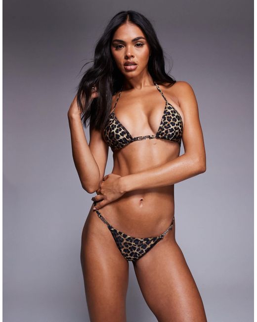 I.AM.GIA Brown I.am. gia – ava – g-string-bikinihose mit leopardenmuster und logo aus metall, kombiteil