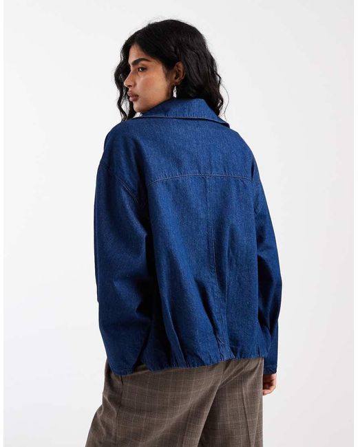 ASOS Blue Bubble Hem Funnel Neck Jacket
