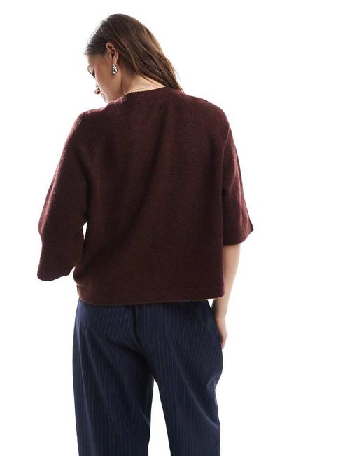 ONLY Red Cropped Knitted T-Shirt