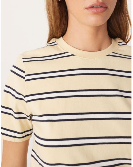 T-shirt en coton rayé - jaune/marron Mango en coloris Natural