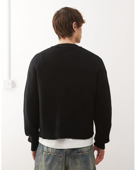 Weekday – kastiger strickpullover in Black für Herren