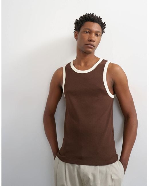 Topman White Regular Fit Ringer Vest for men