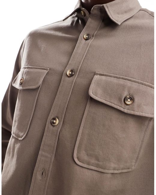 ASOS – hemdjacke aus baumwolle in Natural für Herren