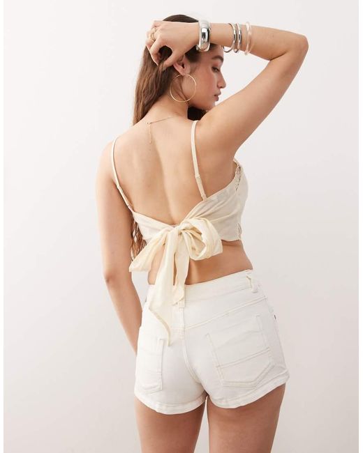 Miss Selfridge Natural Lace Tie Back Cami